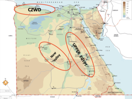Map of the 3 agro-ecological study zones in Egypt. 2020 © A. Aboulnaga 